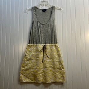 Gryphon New York Marina Combo Dress Womens Small Grey Yellow Cotton Linen Beachy